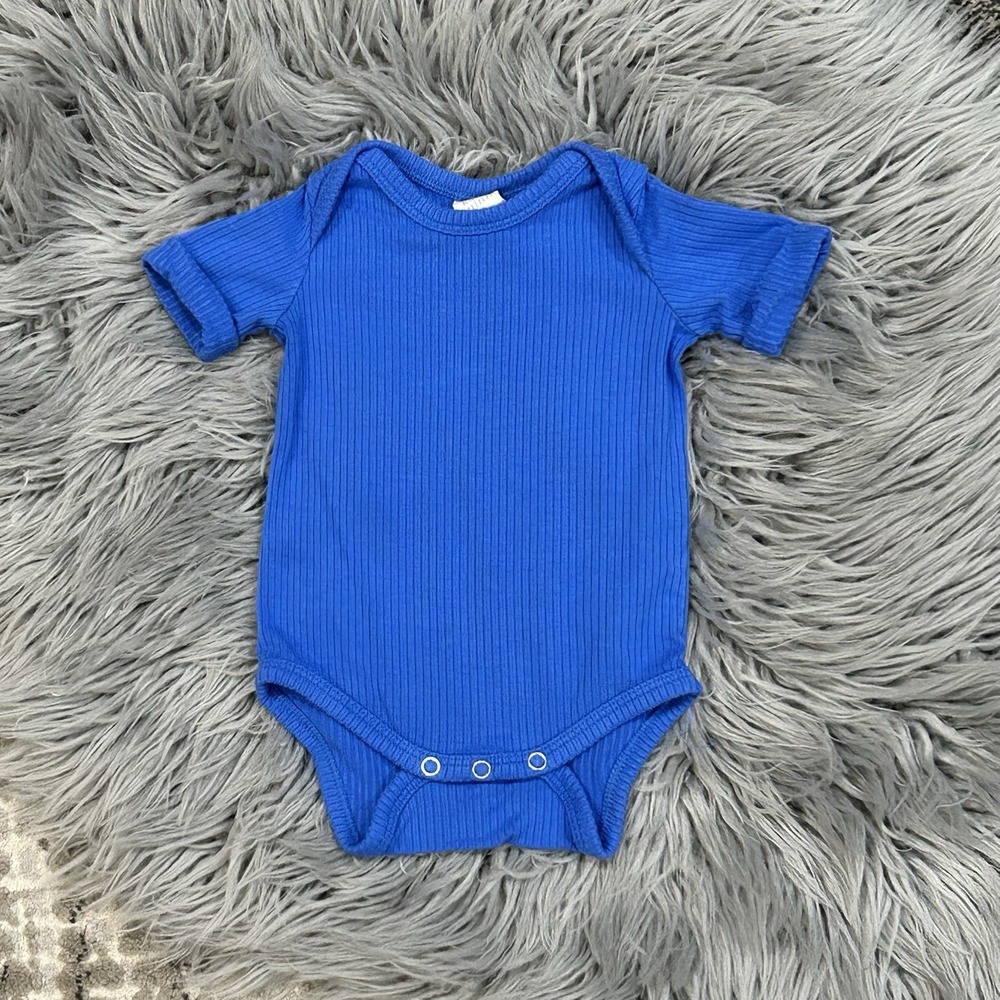 Kate Quinn Unisex Blue Modal Ribbed Bodysuit Size‎ Newborn
